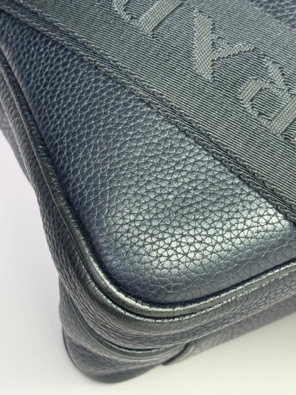 Prada Navy Blue Pebbled Leather Messenger Bag with Branded Strap - Picture 7 of 16